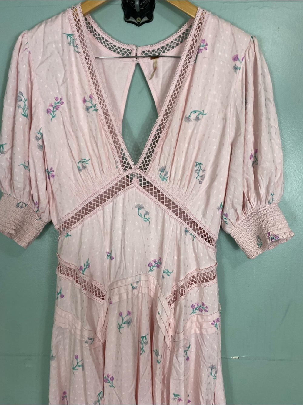 Free People Still In Love Maxi Dress Pink Floral Size 6 - Picture 3 of 5